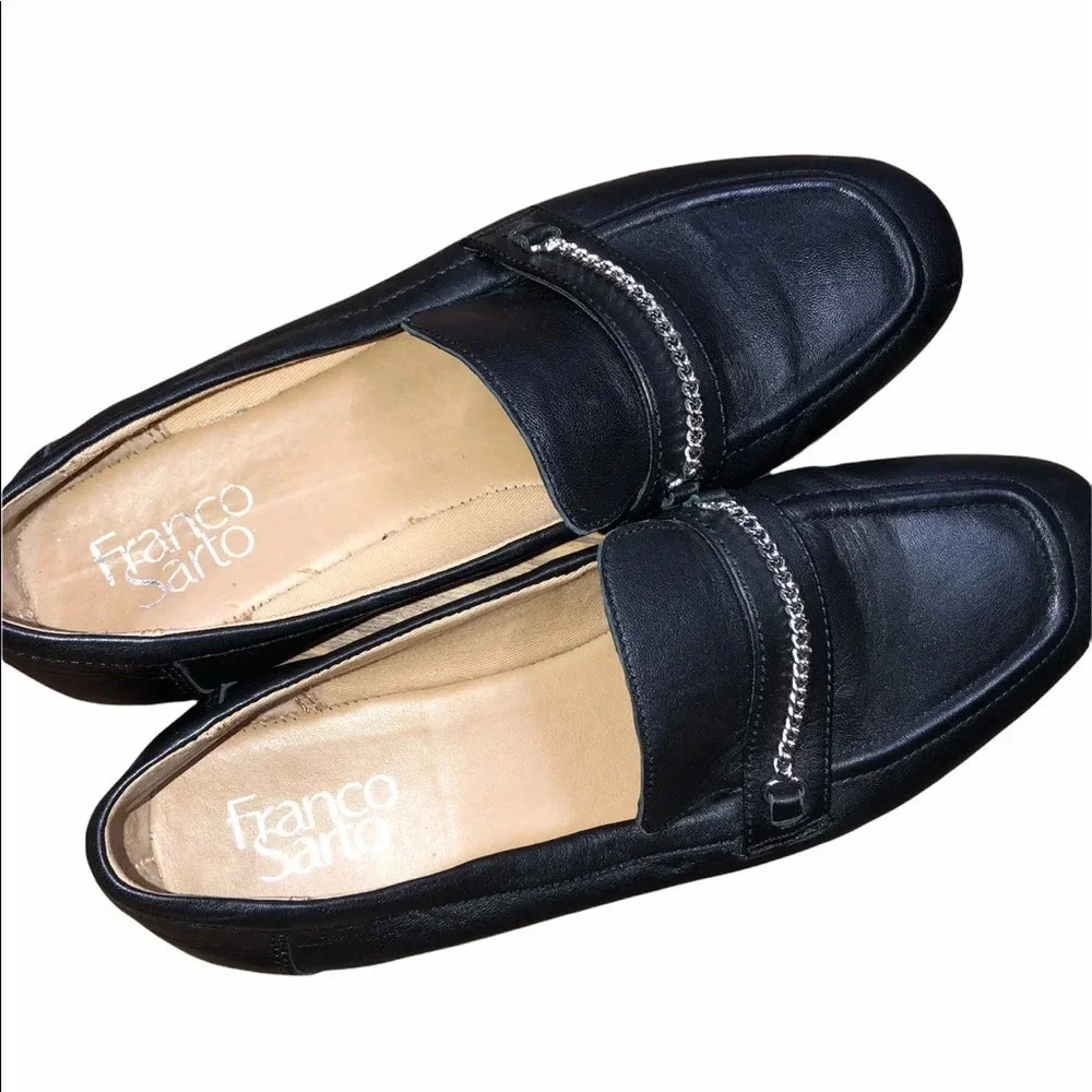 Franco Sarto size 7M black leather loafers